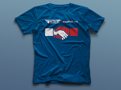 MDS VisaPak Meet & Greet T-Shirt agent blue hand shake hands illustration meet greet meet up red t shirt travel vector visa white