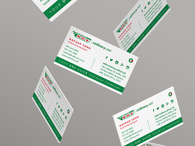 MDS Collivery Business Card business card contact details green icons logo red slogan social media vector