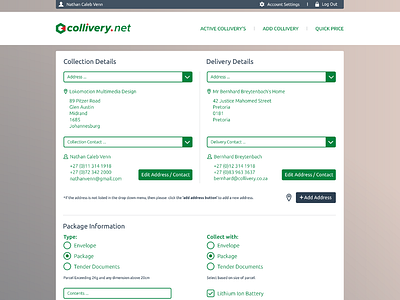 MDS Collivery Website - Addresses