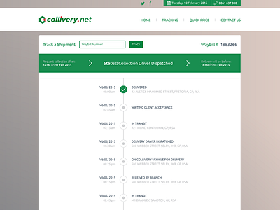 MDS Collivery Website - Tracking