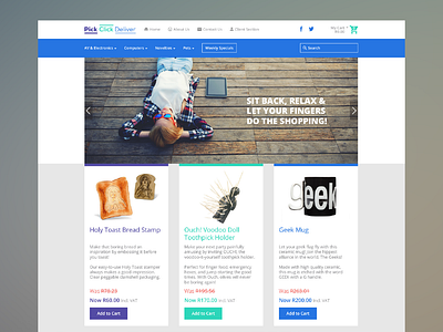 Pick Click Deliver Website cart e commerce novelty online online store product shop shopping store ui uiux website