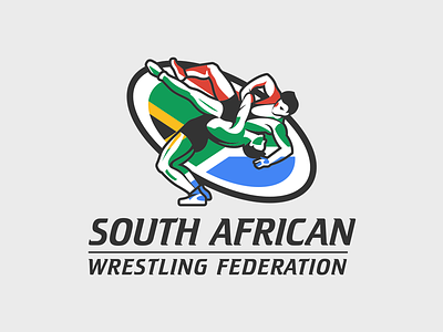SAWF Logo - Colour black blue boundary federation flag green gut wrench logo move olympic organisation red south african vector wrestlers wrestling yellow