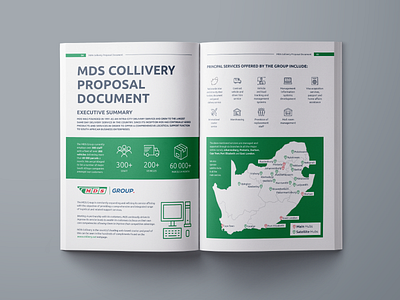MDS Collivery Proposal Document Inner Page 4-5 brochure collection collivery courier delivery icon icons infographic information layout line linear linear icons monoline print proposal services showcase statistics text