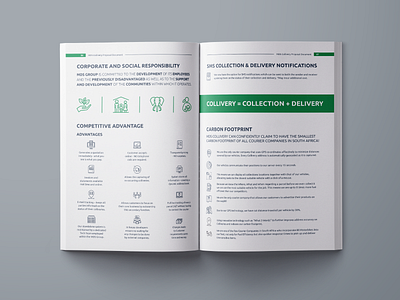 MDS Collivery Proposal Document Inner Page 6-7 brochure collection collivery courier delivery icon icons infographic information layout line linear linear icons monoline print proposal services showcase statistics text