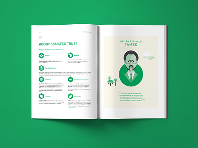 SOMAFCO Prelaunch Report - About african book brochure corporate green icons illustration information layout magazine o.r. tambo pattern print print design report south africa vector zigzag