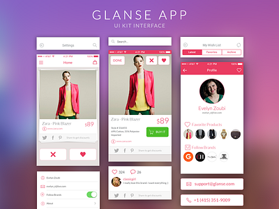 Glanse UI KIT app design flat glanse icon interface ios 7 iphone mobile product design shopping ui kit