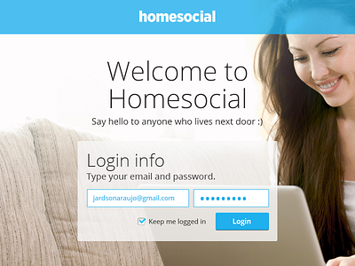 Homesocial • Login box flat homesocial interface ios 7 product shopping social network ui ux uxui