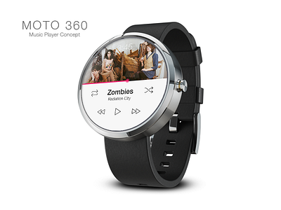 Moto 360 Music Player android flat google wear icons interface ios iwatch ui ux watch