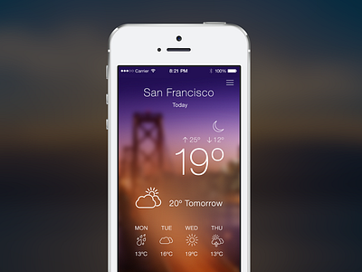 Weather App app design flat icon ios iphone product ui ux weather