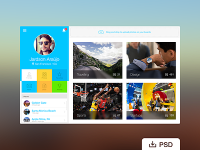 Free PSD: Webapp Profile app dashboard design flat free freebie icon product psd ui ux web