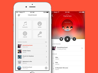 Music App • Artist View concept design experiment flat interaction interface music sketch spotify ui ux