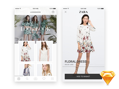 Zara Lookbook Gallery • Freebie animation app download fashion flat freebie interface lookbook resource sketch ui ux