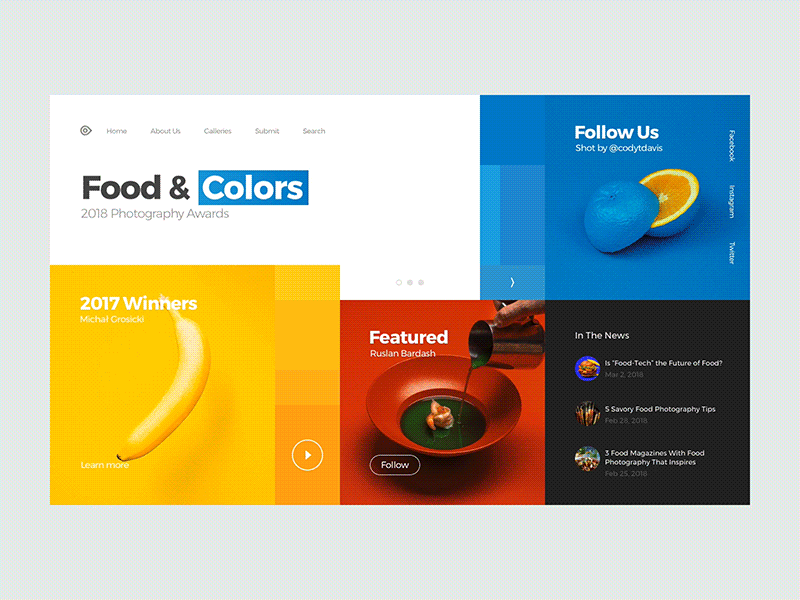 Food Photography Awards Website (FREEBIE) animation freebie interaction interface mondrian mondrianizm parallax photography principle ui ux website