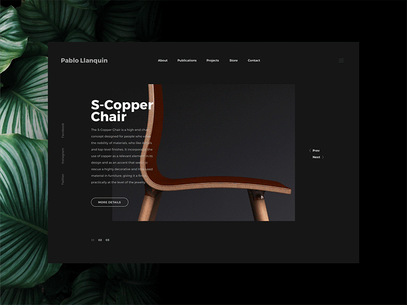 Pablo Llanquin Website (FREEBIE) animation freebie furniture interaction interface parallax photography principle ui uiux ux website