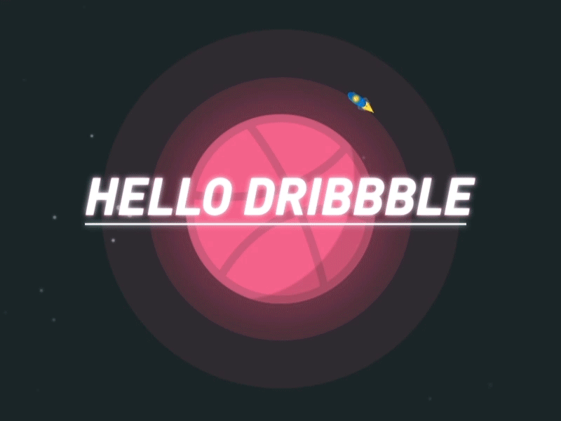 Hello Dribbble animation dribbble hellodribbble motion rocket space