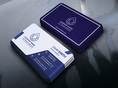 Blue Modern Corporate Business Card Template Design blue business card clean colorful company corporate creative design elegant green lime media
