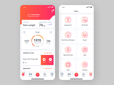 Weight loss App app design ui ux
