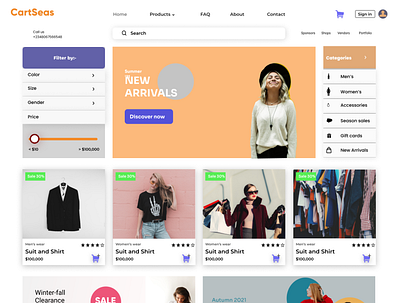 Cartseas E-Commerce design ecommerce ui uiux ux vector