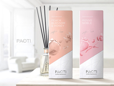 Box and label design for diffusers in pastel colors branding design graphic design label design packaging design