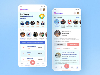 DonateUS UI application charity charityevent donate donation fundraiser fundraising humanity makeadifference mobile mobile application nonprofitorganization trendy ui ui trends uxui design volunteering