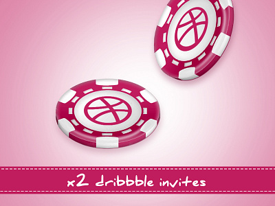 x2 Dribbble Invites casino chip dribbble game invitation invitations invite invites pink poker