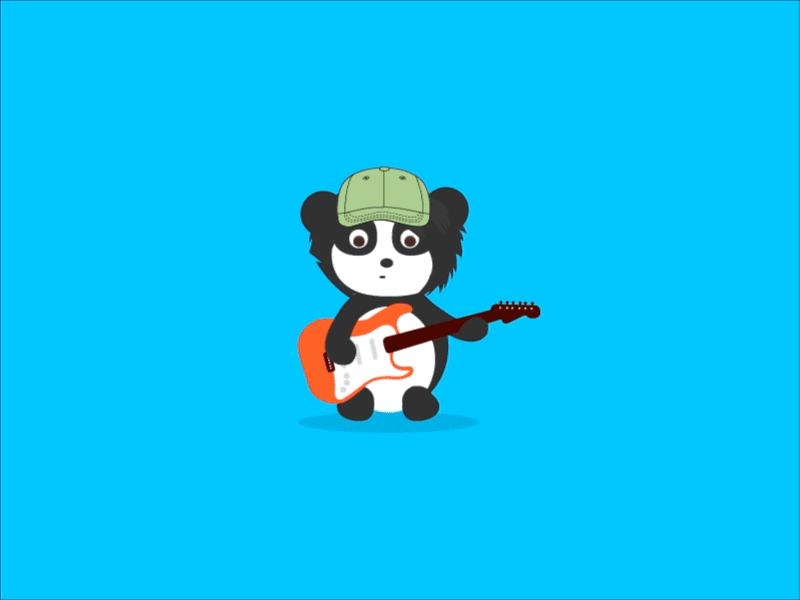 Panda rock 'n' roll animation blue cap cute emo gif guitar illustration panda punk rock thug