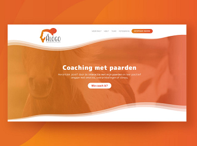 alogo coaching horses horseshoe onepager orange playful design webdesign website design