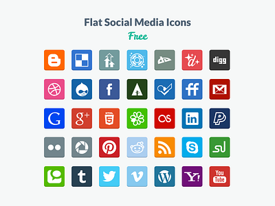 Flat Social Media Icons flat flat design free freebie icons psd social media ui