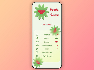 Settings Design Concept (Game) - Daily UI 007 app appdesign dailyui dailyui007 design fruit fruitgame game gamesettings graphic design icon settings settingsui ui uiux ux