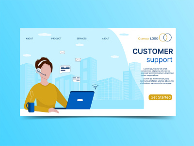 Customer support, help, call center web page. app design flat graphic design icon illustration vector web website