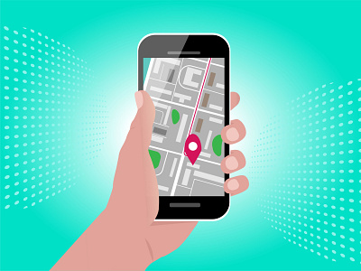 mobile GPS navigation animation app design flat graphic design illustration illustrator vector