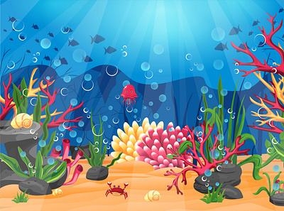 Undersea world animation app art design flat graphic design illustration illustrator vector