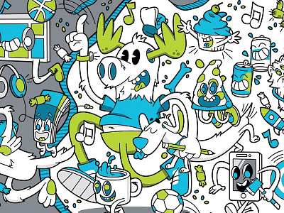 Paint-by-numbers coming soon… characters illustration mural