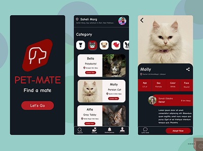 PET-MATE adoption buttons cards dark design dribbble filter pets petshop product product page ui
