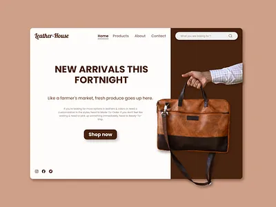 Leather-House bag branding company creative dailyui design dribbble landingpage leather typography ui ux website