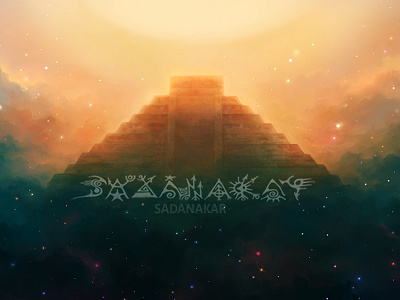 Cosmic Pyramid illustration sadanakar space typography