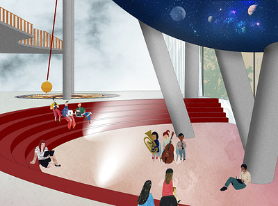 Interior of Planetarium architect architecture illustration