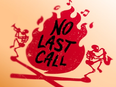 No Last Call band fire flames music skeleton