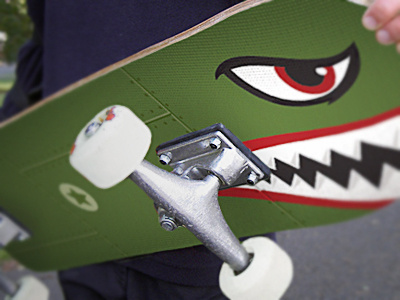 Madbomb nose art shark skateboard