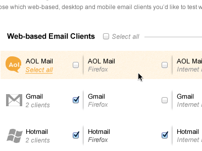 Email Client Selection