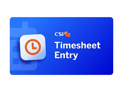 Welcome Screen for a Timesheet App blue clock fintech logo orange time timesheet