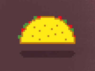 Floating 8-Bit Taco 8 bit 8bit bit floating food icon illustration logo shadow taco videogame