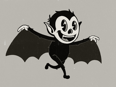 Batboy Body 1930 bat black character cute dark dead grey illustration night pie eye pieeye procreate rubberhose skeleton teeth truegrit vampire wing wings