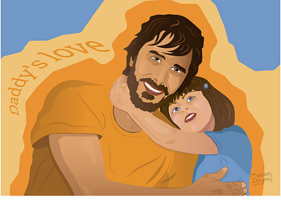 Vector portrait. Daddy's love. adobe illustrator dad daddy vector illustration vector portrait yellow