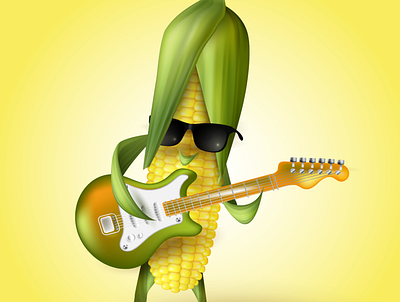 Vector illustration. Maize guitarist. adobe illustrator character corn guitar guitarist illustraion maize music musician vector illustration vegetable