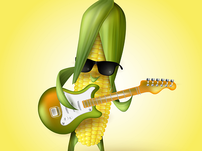 Vector illustration. Maize guitarist.