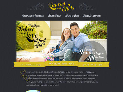 A Wedding Not To Miss responsive typography vintage wedding wedding website yellow