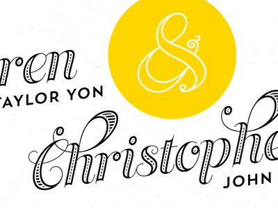 Invite Tease ampersand invitation typography wedding yellow