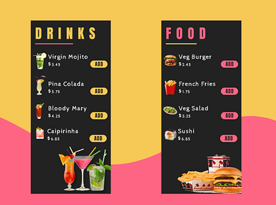 UI Design- Food and Drinks Menu adobexd dailyui dailyuichallenge design ui