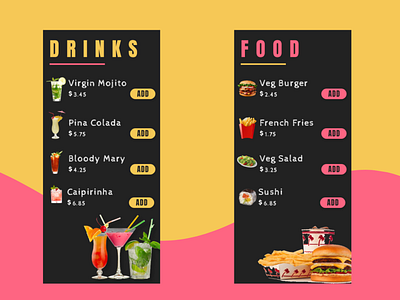 UI Design- Food and Drinks Menu